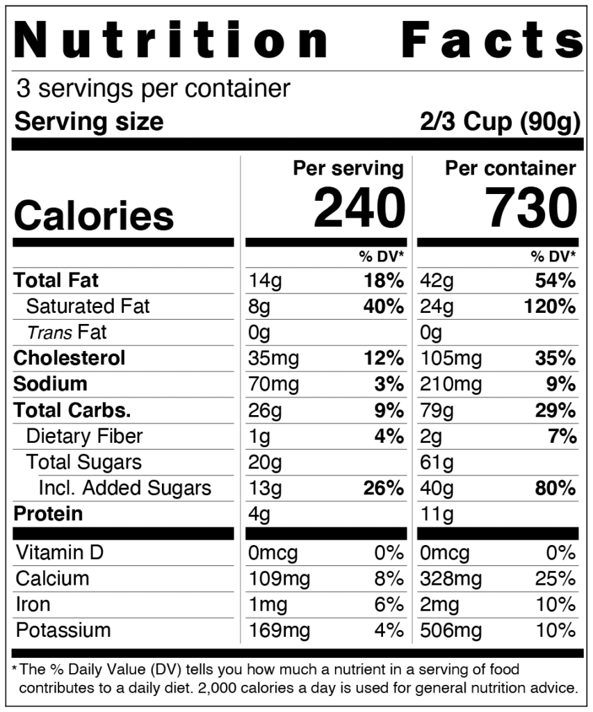 Moose Tracks Pint Nutritional Facts