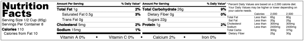 Rainbow Sherbet Nutritional Facts