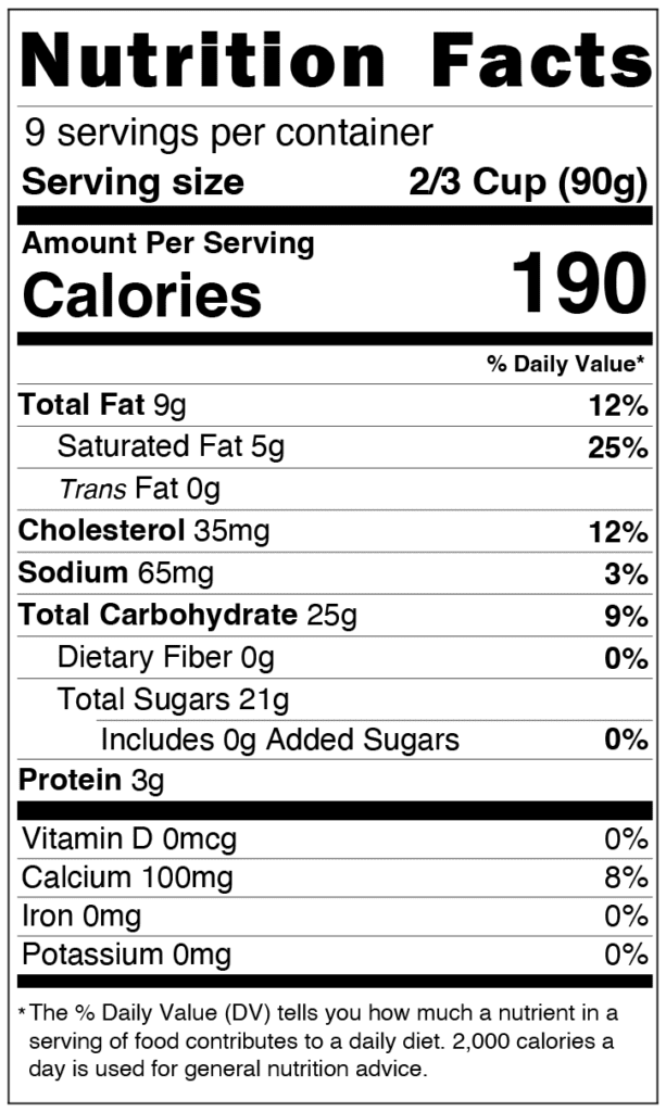 Summertime Peach nutritional Facts