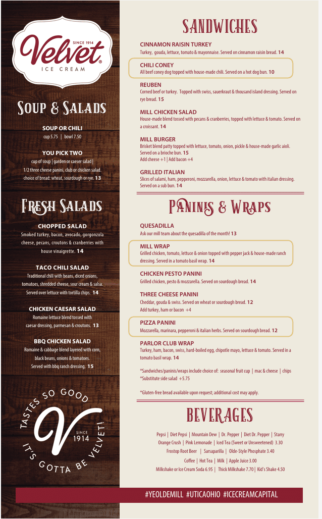 Velvet Food Menu 2025